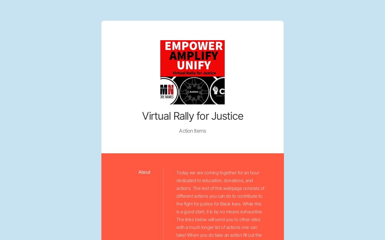 Virtual Rally for Justice Action Items